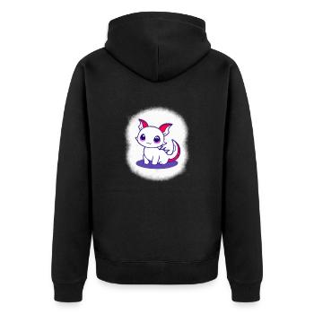 Cartoon Drache Feuer Fantasie Comic Drachen 11 - Unisex Premium Bio Zip Hoodie - Schwarz - Hinten - Nico (187cm)