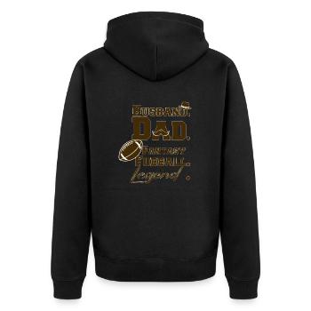 Husband Dad Fantasy Fußball Legend Champion - Unisex Premium Bio Zip Hoodie - Schwarz - Hinten - Nico (187cm)