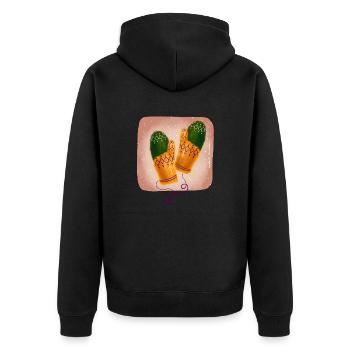 gestrickte Handschuhe - Unisex Premium Bio Zip Hoodie - Schwarz - Hinten - Nico (187cm)