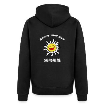 Kreieren Sie Ihre eigene Sonne - Unisex Premium Bio Zip Hoodie - Schwarz - Hinten - Nico (187cm)