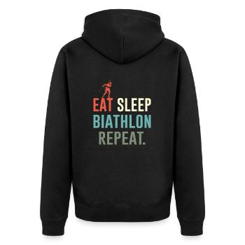 Biathlon Manger Dormir Répéter Sports d’hiver Ski - Veste à capuche bio Premium Unisexe - noir - Dos - Nico (187cm)