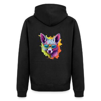 Léo le chacal à lunettes - Veste à capuche bio Premium Unisexe - noir - Dos - Nico (187cm)