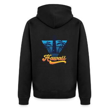 Hawaii Lighthouse Beach Design - Unisex Premium Organic Zip Hoodie - black - Back - Nico (187cm)