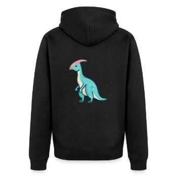 hugadino Parasaurolophus dino, cute dinosaur - Unisex Premium Organic Zip Hoodie - black - Back - Nico (187cm)