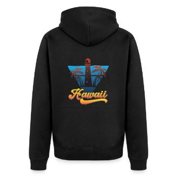 Hawaii Beach Lighthouse Design - Unisex Premium Organic Zip Hoodie - black - Back - Nico (187cm)