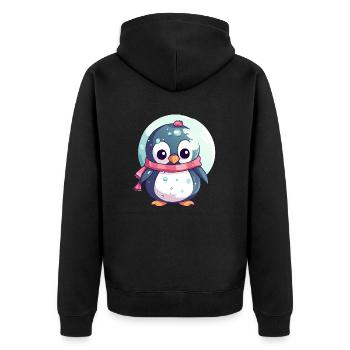 Winter Wonderland Penguin - Unisex Premium Organic Zip Hoodie - black - Back - Nico (187cm)