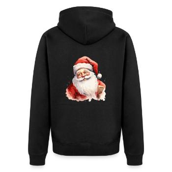 Santa Klaus - Unisex Premium Bio Zip Hoodie - Schwarz - Hinten - Nico (187cm)