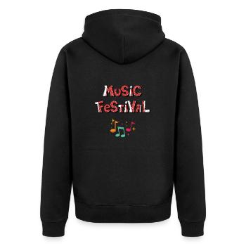 Harlekin-Festival-Musik - Unisex Premium Bio Zip Hoodie - Schwarz - Hinten - Nico (187cm)