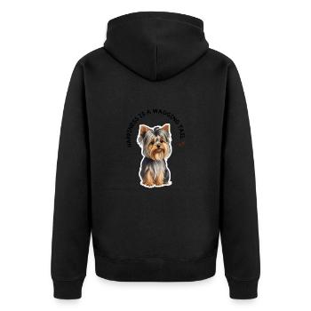Yorkie avec joie et joie de vivre - Veste à capuche bio Premium Unisexe - noir - Dos - Nico (187cm)