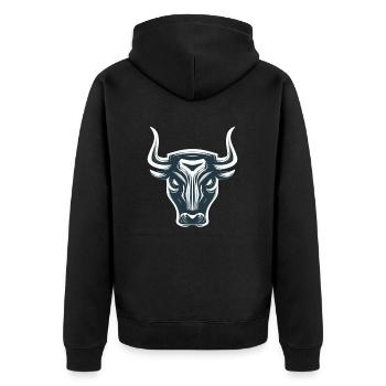 TAUREAU ÉNERVÉ STYLISÉ - Veste à capuche bio Premium Unisexe - noir - Dos - Nico (187cm)