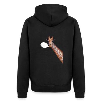 "Spot me from afar!" Giraffe T-Shirt Design - Unisex Premium Bio Zip Hoodie - Schwarz - Hinten - Nico (187cm)