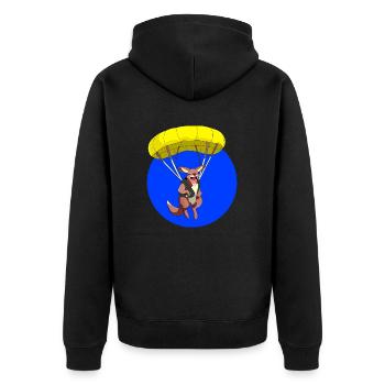 Fallschirm Känguru Loco Animal Squad - Unisex Premium Bio Zip Hoodie - Schwarz - Hinten - Nico (187cm)