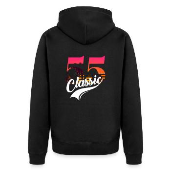 Vintage 1955-55th anniversary - Unisex Premium Organic Zip Hoodie - black - Back - Nico (187cm)