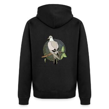 Vogel - Unisex Premium Bio Zip Hoodie - Schwarz - Hinten - Nico (187cm)