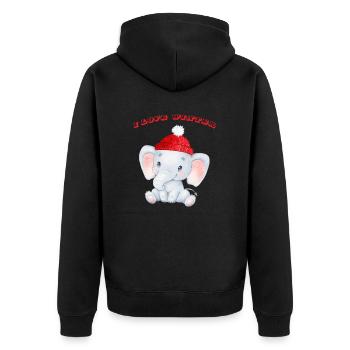 I love Winter, Elefant - Unisex Premium Bio Zip Hoodie - Schwarz - Hinten - Nico (187cm)