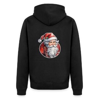 Weihnachtsmann - Traditionell und Aquarell - Unisex Premium Bio Zip Hoodie - Schwarz - Hinten - Nico (187cm)