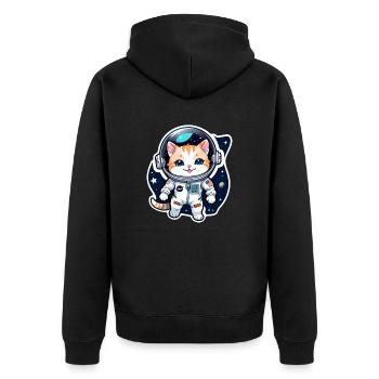 Astronaut Cat - Space - Unisex Premium Organic Zip Hoodie - black - Back - Nico (187cm)