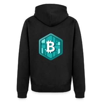 B Crypto Logo - Unisex Premium Organic Zip Hoodie - black - Back - Nico (187cm)