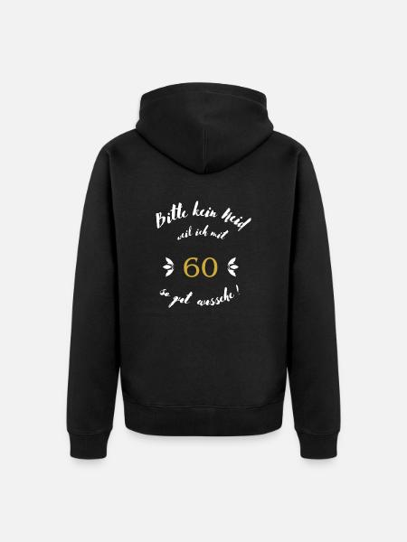 60er weiß - Unisex Premium Bio Zip Hoodie - Schwarz