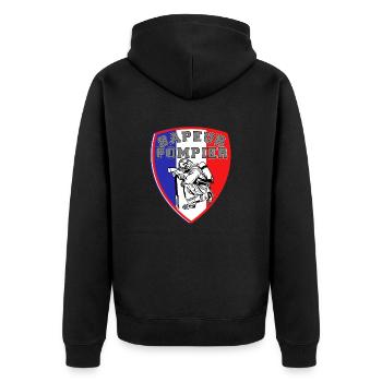 Fanion Sapeurs Pompiers de France stylé écusson - Veste à capuche bio Premium Unisexe - noir - Dos - Nico (187cm)