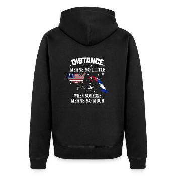 Distanz bedeutet so wenig, wenn jemand viel bedeutet - Unisex Premium Bio Zip Hoodie - Schwarz - Hinten - Nico (187cm)