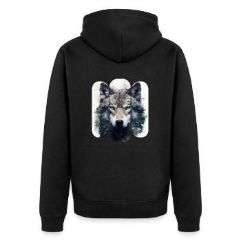 Loup dans la neige design tribal - Veste à capuche bio Premium Unisexe - noir - Dos - Nico (187cm)
