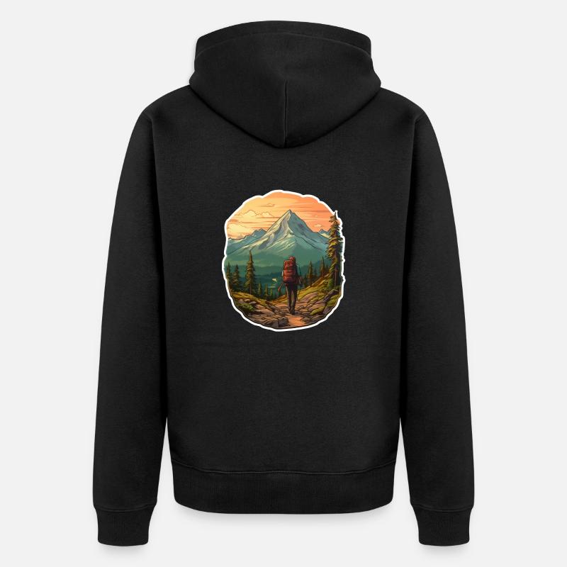 Randonnée à l’aube - Veste à capuche bio Premium Unisexe - noir