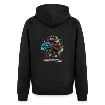 Fleurs Femmes girl power design art femelle rose - Veste à capuche bio Premium Unisexe - noir - Dos - Nico (187cm)