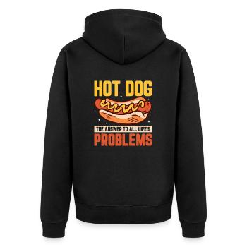 Hot Dog The Answer To All Life's Problems Hotdogs - Unisex Premium Organic Zip Hoodie - black - Back - Nico (187cm)