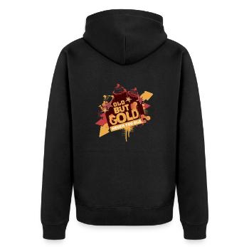Old but Gold Graffiti Retro Never too Old - Unisex Premium Bio Zip Hoodie - Schwarz - Hinten - Nico (187cm)
