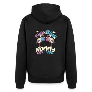 Rosa Storch - Unisex Premium Bio Zip Hoodie - Schwarz - Hinten - Nico (187cm)