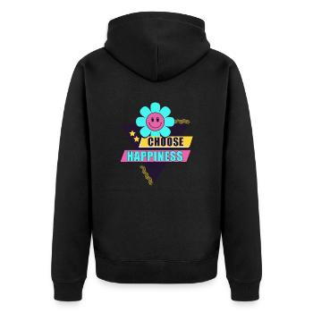 33 choose happiness - Unisex Premium Organic Zip Hoodie - black - Back - Nico (187cm)