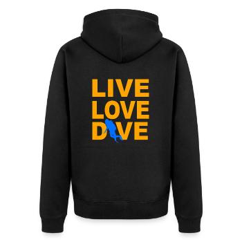 Tauchen Taucher Spruch Geschenk - Unisex Premium Bio Zip Hoodie - Schwarz - Hinten - Nico (187cm)