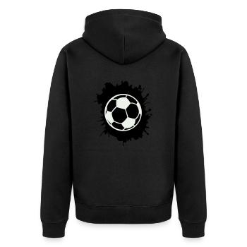 fußball klecks - Unisex Premium Bio Zip Hoodie - Schwarz - Hinten - Nico (187cm)
