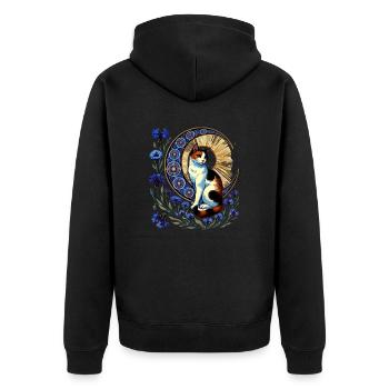 Kattun Katze Mond - Unisex Premium Bio Zip Hoodie - Schwarz - Hinten - Nico (187cm)