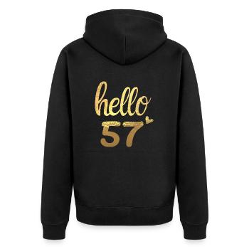 Hello 57 doré - Veste à capuche bio Premium Unisexe - noir - Dos - Nico (187cm)