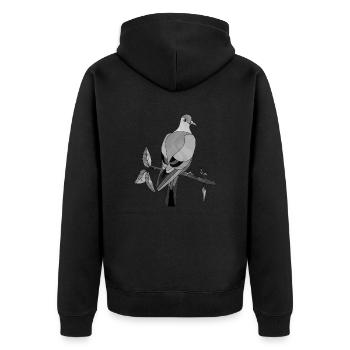 Vogel - Unisex Premium Bio Zip Hoodie - Schwarz - Hinten - Nico (187cm)