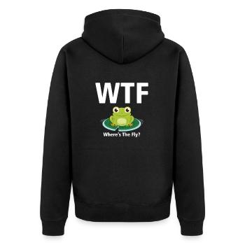 WTF OÙ EST LA MOUCHE 01 - Veste à capuche bio Premium Unisexe - noir - Dos - Nico (187cm)