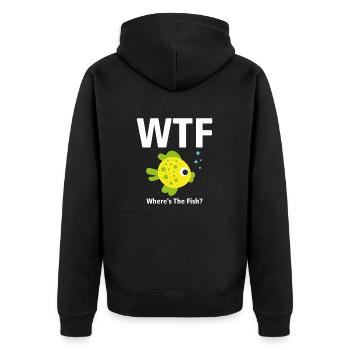 WTF T-shirt - Where's The Fish? YELLOW - Unisex Premium Organic Zip Hoodie - black - Back - Nico (187cm)