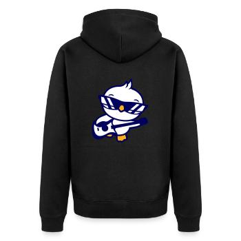 Chick Bird Duck Playing Guitar Music Guitarist - Unisex Premium Organic Zip Hoodie - black - Back - Nico (187cm)
