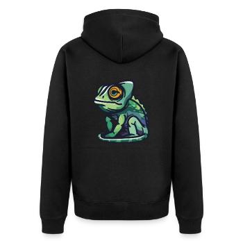 Chameleon - Unisex Premium Organic Zip Hoodie - black - Back - Nico (187cm)