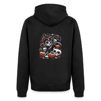 Chat effrayant avec des crânes - Veste à capuche bio Premium Unisexe - noir - Dos - Nico (187cm)