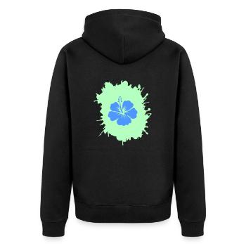 hibiskus klecks - Unisex Premium Bio Zip Hoodie - Schwarz - Hinten - Nico (187cm)