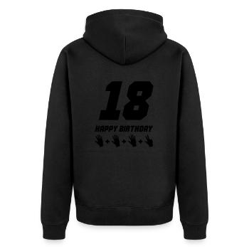 Happy Birthday 18 - Unisex Premium Organic Zip Hoodie - black - Back - Nico (187cm)