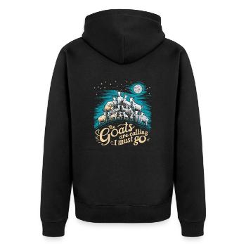 The goats are calling – time to go - Unisex Premium Organic Zip Hoodie - black - Back - Nico (187cm)