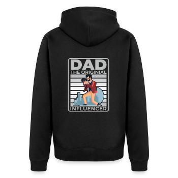 Papa: Der ursprüngliche Influencer - Unisex Premium Bio Zip Hoodie - Schwarz - Hinten - Nico (187cm)