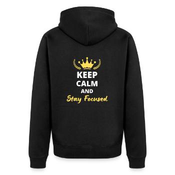 Keep Calm and Stay Focused - Unisex Premium Organic Zip Hoodie - black - Back - Nico (187cm)