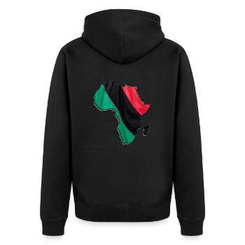 Pan Africa flag in Africa map - Unisex Premium Organic Zip Hoodie - black - Back - Nico (187cm)