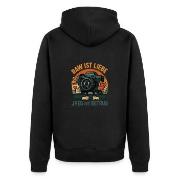 Original is love - Unisex Premium Organic Zip Hoodie - black - Back - Nico (187cm)