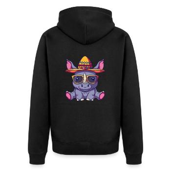 Rhinocéros Sombrero Drôle - Veste à capuche bio Premium Unisexe - noir - Dos - Nico (187cm)